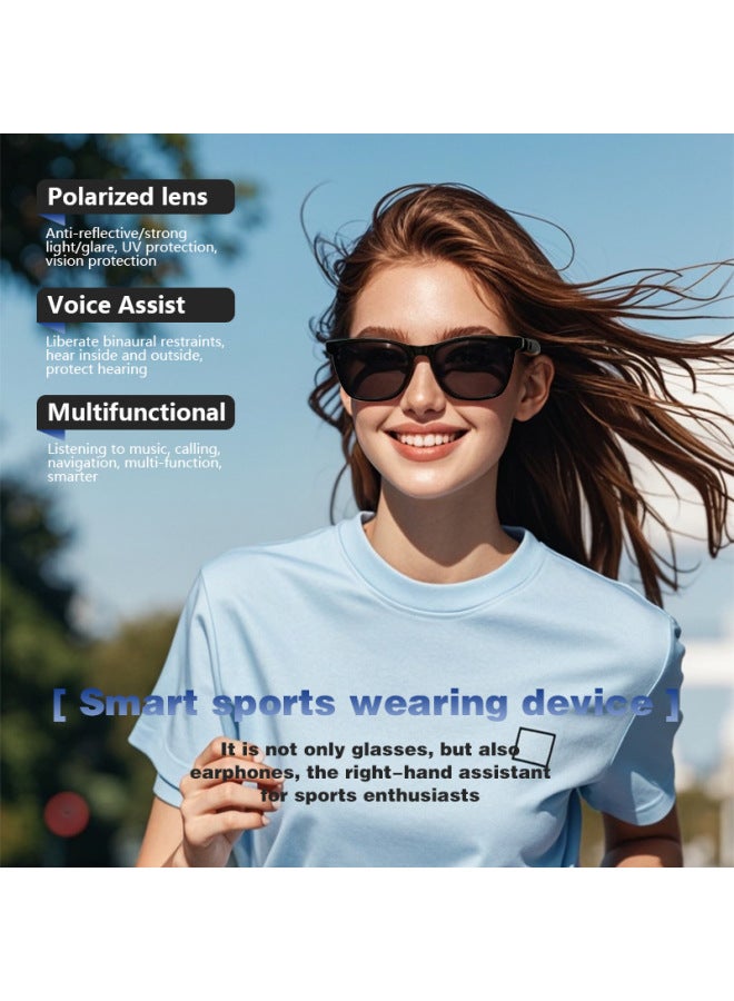 Smart Bluetooth Audio Glasses Music Blue Sun Sunglasses Anti-ultraviolet Call Listening Songs-Color:Gs05 Smart Eyes Gray  - Image 3