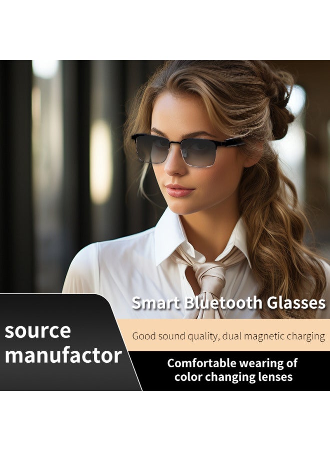 Smart Bluetooth Audio Glasses Music Blue Sun Sunglasses Anti-ultraviolet Call Listening Songs-Color:Gs05 Smart Eyes Gray  - Image 2