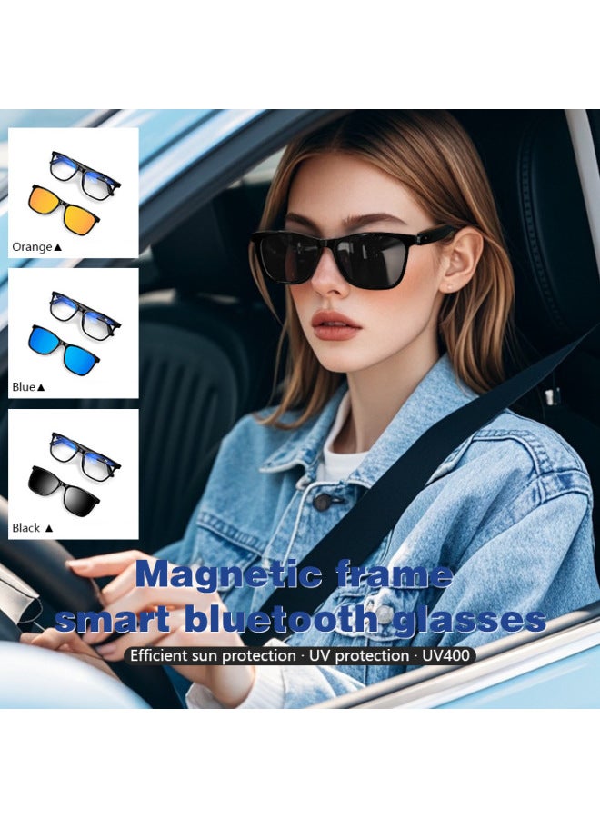 Smart Bluetooth Audio Glasses Music Blue Sun Sunglasses Anti-ultraviolet Call Listening Songs-Color:Gs05 Smart Eyes Gray  - Image 1
