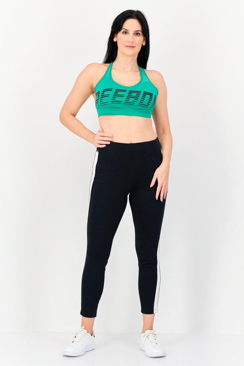 Reebok Women Brand Logo Padded Sports Bra, Green - Image 4