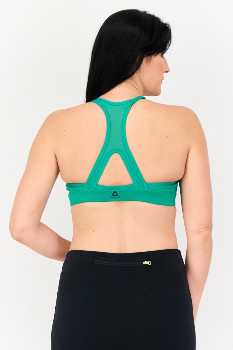 Reebok حمالة صدر رياضية مبطنة بشعار العلامة التجارية للنساء، خضراء - Image 2