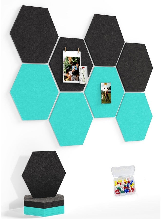 Uoisaiko 8 Pack Hexagon Felt Bulletin Board Tiles - 12" Large Thick Pin Board for Walls with 30 Push Pins, DIY Boards for Office Home School Decor, Aesthetic Hex Cork Board Alternative - Image 1