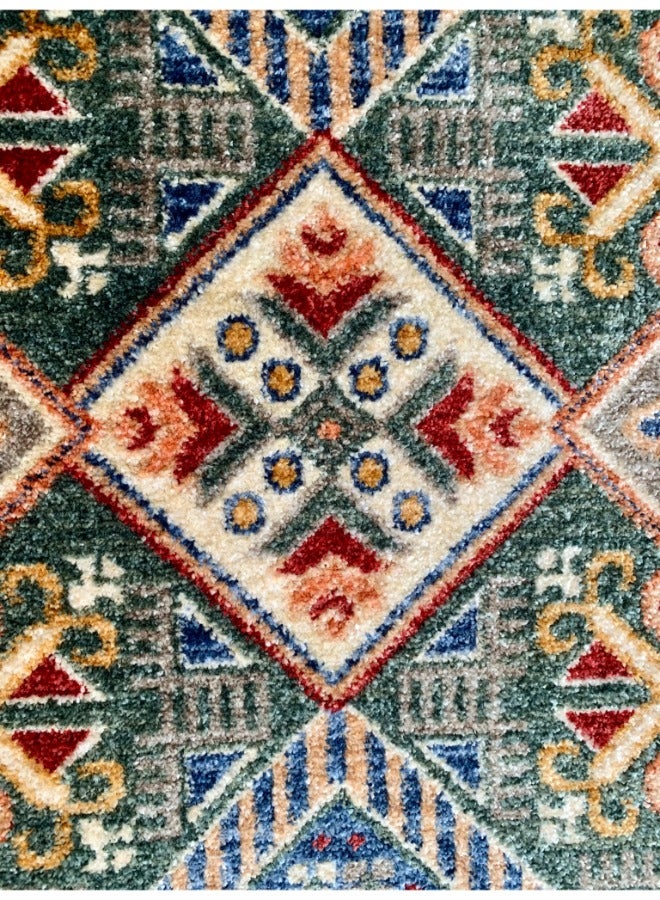 HANDPICKED FURNITURE سجادة خضراء تقليدية منتقاة بعناية، سجاد منطقة فائق النعومة لغرفة النوم وغرفة المعيشة وغرفة الطعام، سجاد أرضية مضاد للانزلاق، سهل التنظيف، صنع في تركيا  - Image 2