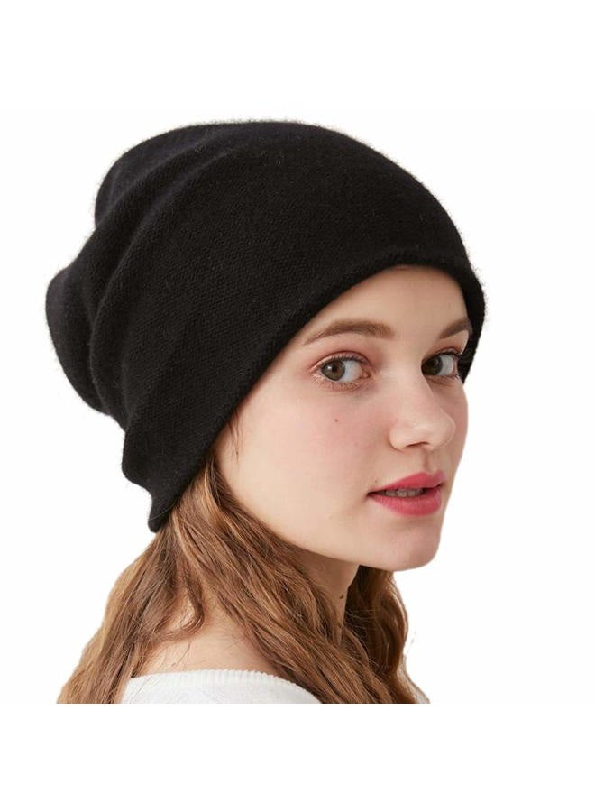 WaySoft Aspen Double Layered 100% Cashmere Beanie High-Performance Cashmere Ski Beanie, Black, One size - Image 1