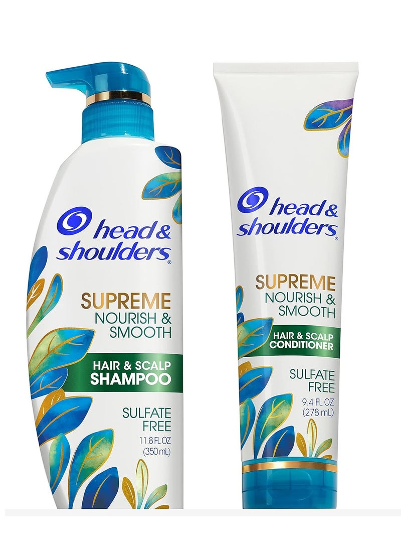 Head & Shoulders Head & Shoulders Supreme Anti Dandruff Shampoo and Conditioner Set, Sulfate Free, Argan & Jojoba Oil, For Dry Scalp, Nourishes & Smooths, Safe for Color Treated Hair, 11.8 & 9.4 Fl Oz  - Image 1
