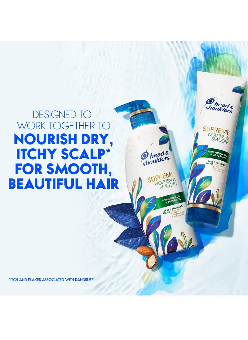 Head & Shoulders Head & Shoulders Supreme Anti Dandruff Shampoo and Conditioner Set, Sulfate Free, Argan & Jojoba Oil, For Dry Scalp, Nourishes & Smooths, Safe for Color Treated Hair, 11.8 & 9.4 Fl Oz  - Image 5