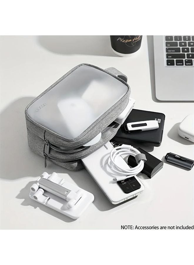 Grey L Size Transparent Storage Bag For Digital Accessories Data Cables Headphones Portable Hard Drives - Image 2