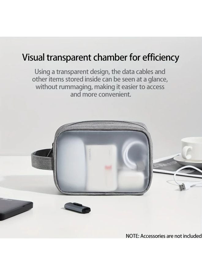 Grey L Size Transparent Storage Bag For Digital Accessories Data Cables Headphones Portable Hard Drives - Image 5