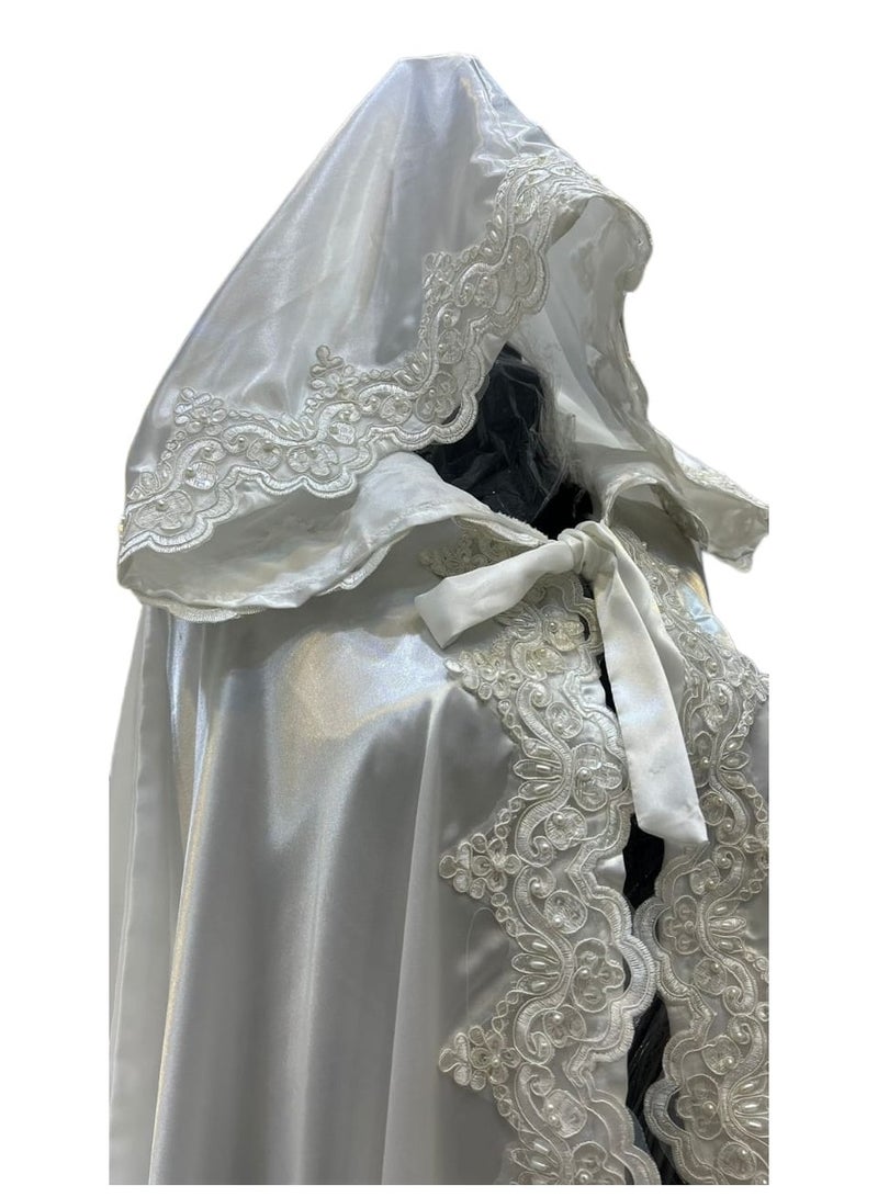 Bridal veil and abaya with lace bodice and hat - Image 2