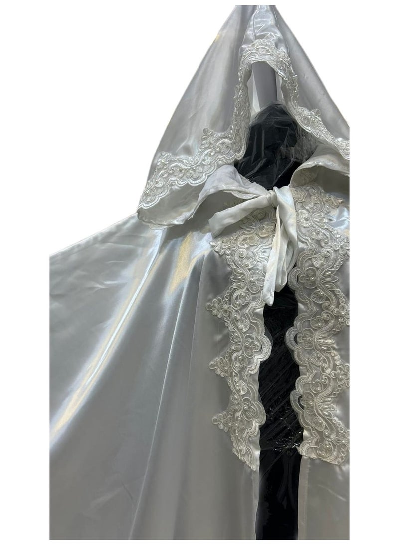 Bridal veil and abaya with lace bodice and hat - Image 3