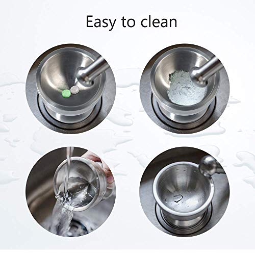 Delavala Mortar and Pestle, 18/8 Stainless Steel Spice Grinder Pill Crusher with Lid for Crushing Grinding Ergonomic Design with Anti Slip Base and Comfy Grip - Image 4
