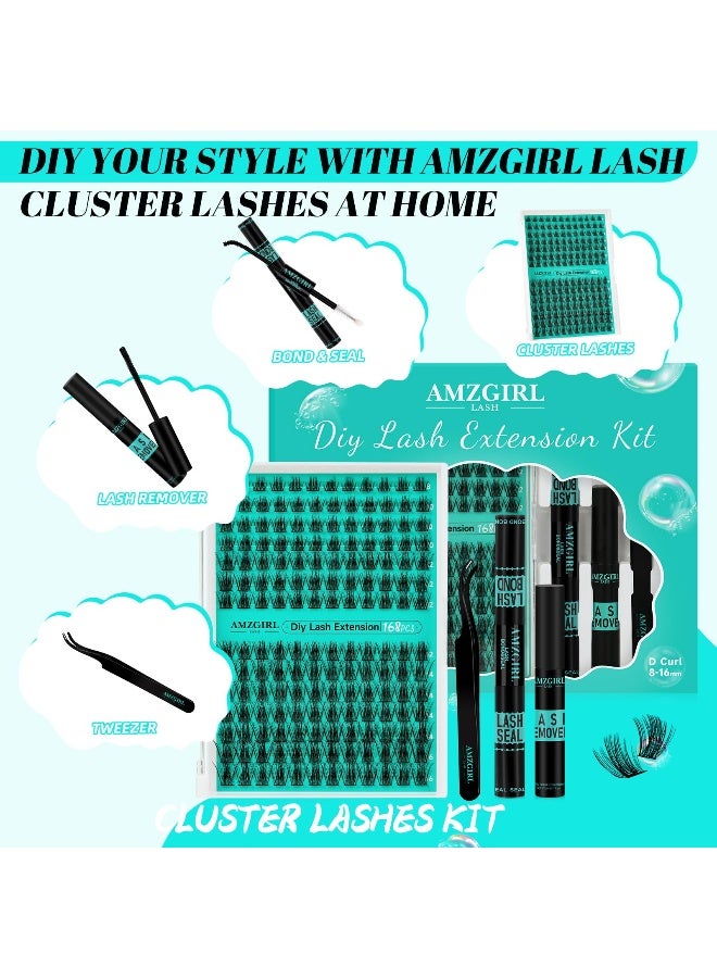 AMZGIRL LASH Lash Extension KitDIY Eyelash Clusters Kit 168Pcs with Lash Bond and Seal Glue WaterproofEyelashes Remover for Lash Cluster Extensions Kit for BeginnerLashes Applicator ToolMedusaDMix816mm Kit - Image 2