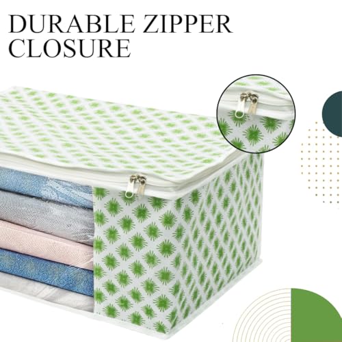 AARON INC Set of 1 Non-Woven Saree Covers With Zip, Clothes Storage Organizer Bag, Transparent Window, Home Clothing Storage Box, Wardrobe Organiser Saree Bags, Printed, Green Pack of 1 - Image 5