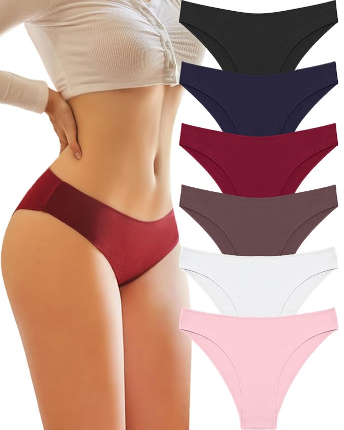Knowyou Womens Underwear Cotton Cheeky Panties for Women Cute Stretch Bikini Breathable Panties for Ladies 6Pack - Image 1