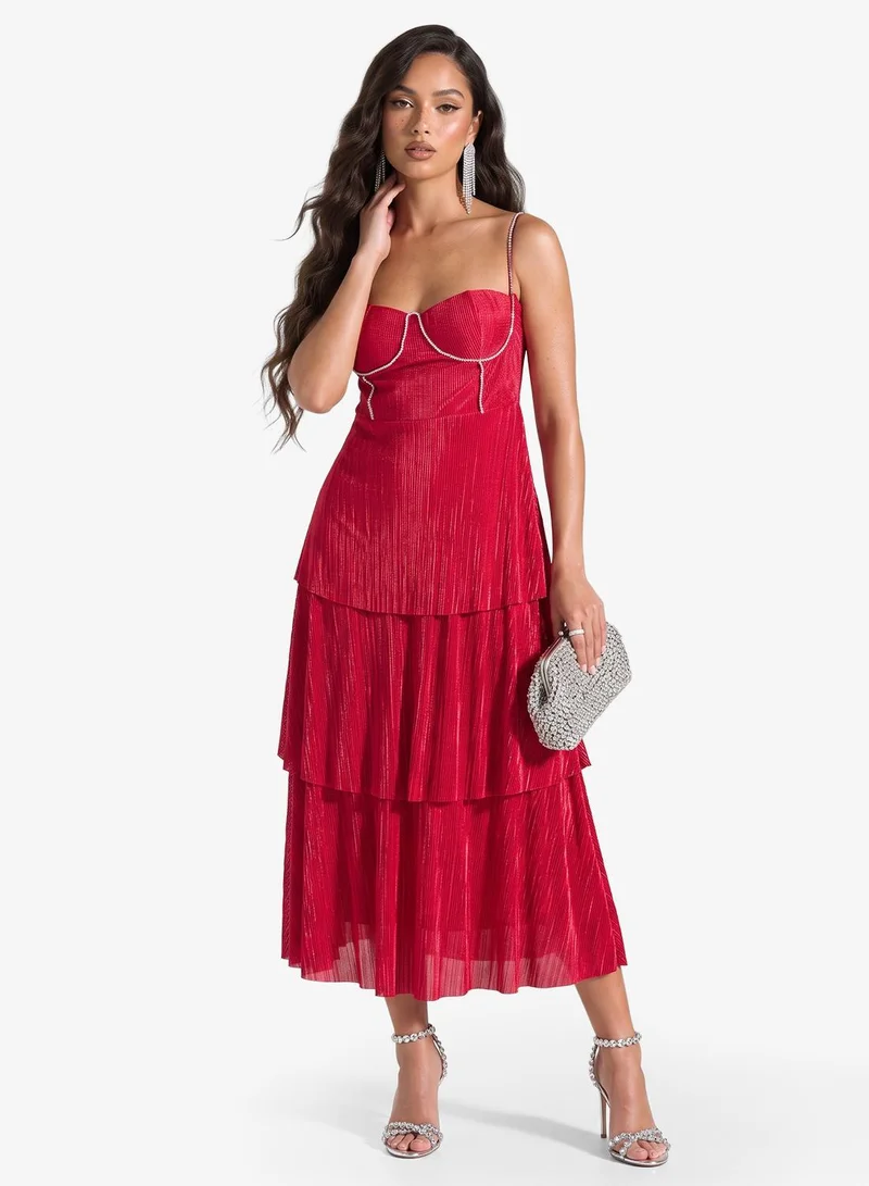 Ginger Boutique  Tiered Metallic Dress for Women | Best Price UAE