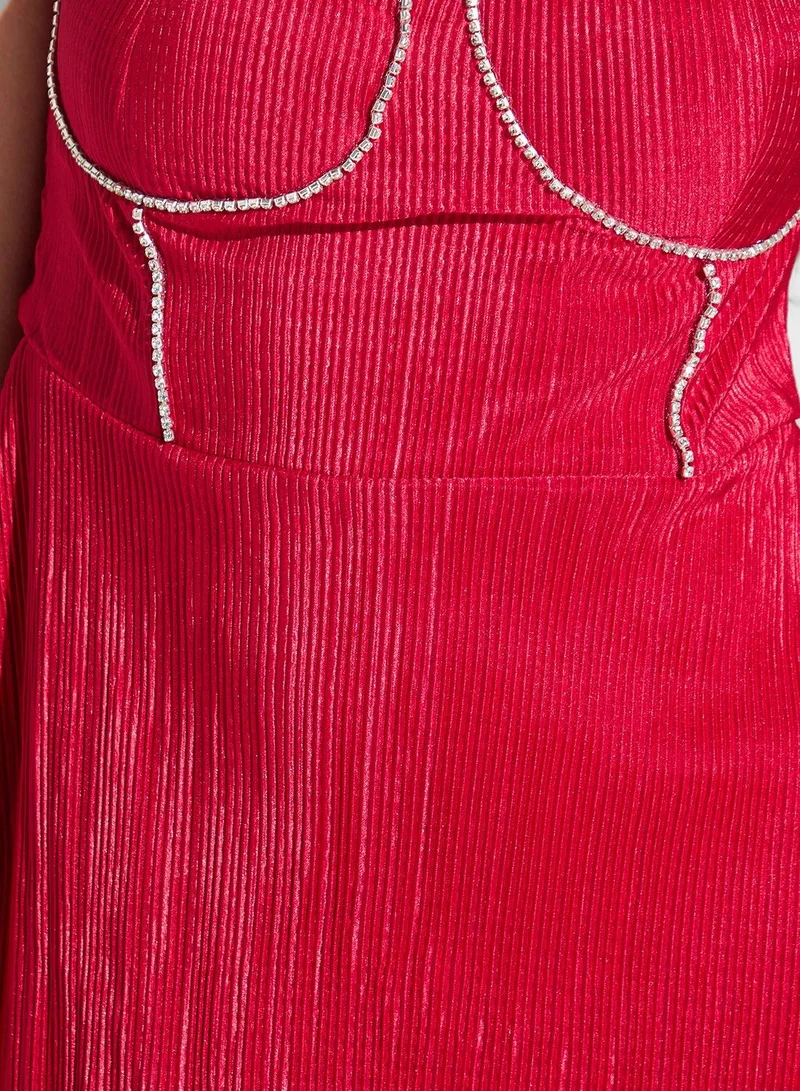 Ginger Boutique  Tiered Metallic Dress for Women | Best Price UAE
