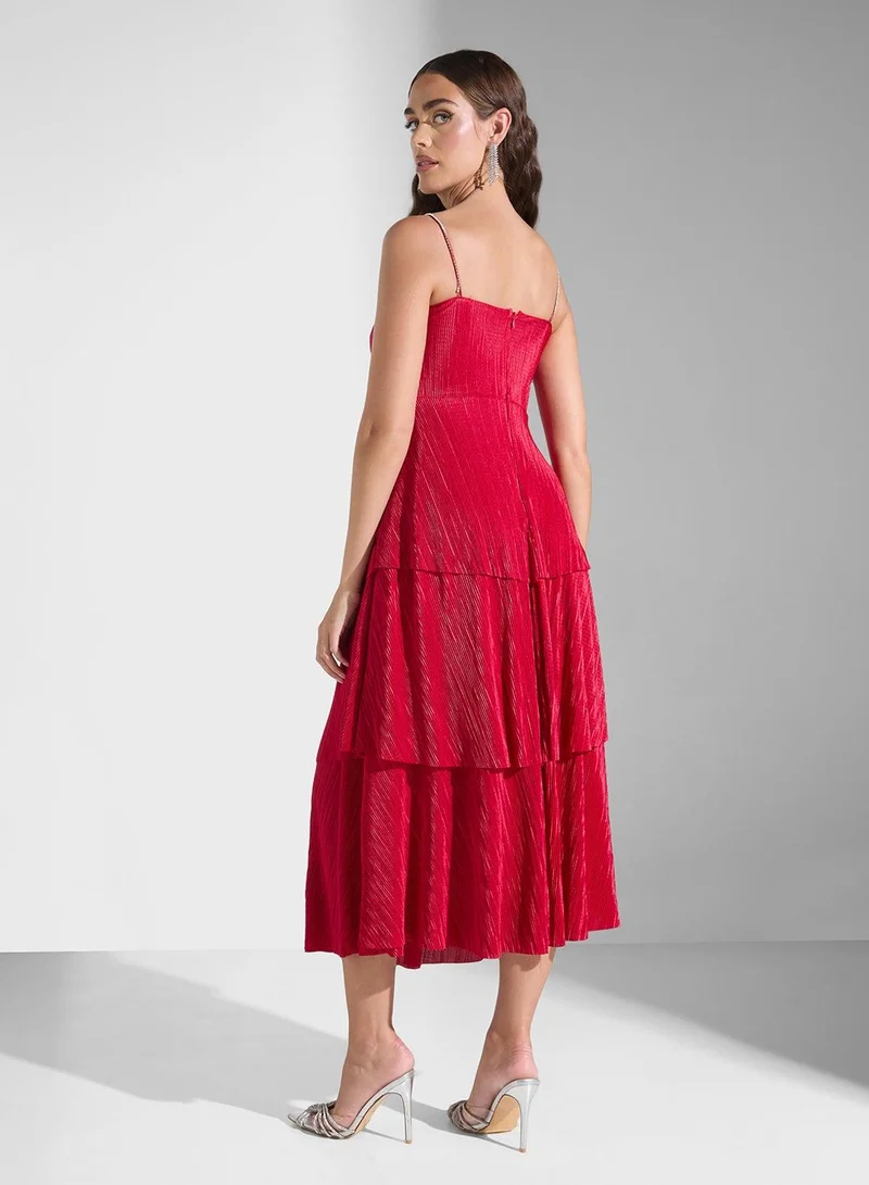 Ginger Boutique Tiered Metallic Dress