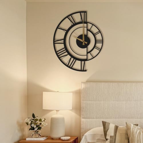 AVVIC MART Designer Metal Wall Clock for Living Room | Latest Antique Stylish Fancy Decorative Big Size Wall Watch for Bedroom, Office, Kitchen, Dining, Hall and Decor (Black(ST-13), 40CM) - Image 4