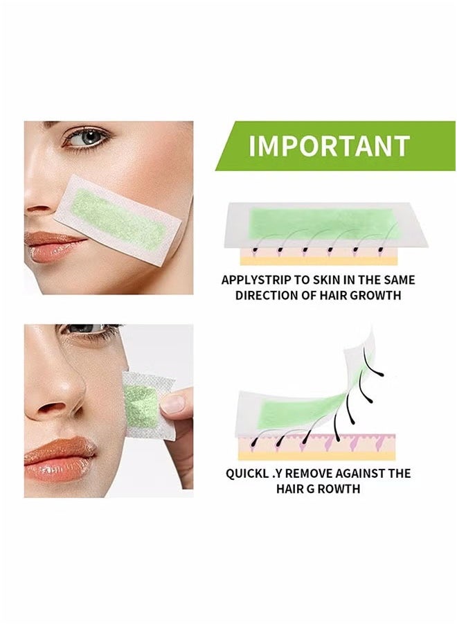 SUMAX - Wax Strips for Hair Removal, Double Sides Facial Body Wax Strips, Waxing Kit with 30 Face Wax Strips and 4 Calming Oil Wipes - Image 1