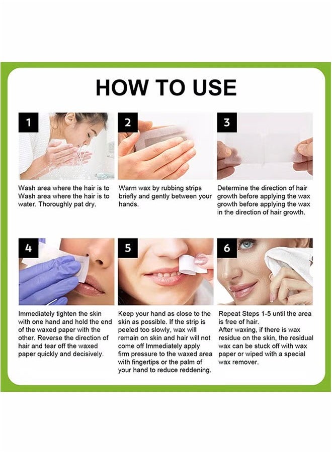 SUMAX - Wax Strips for Hair Removal, Double Sides Facial Body Wax Strips, Waxing Kit with 30 Face Wax Strips and 4 Calming Oil Wipes - Image 1