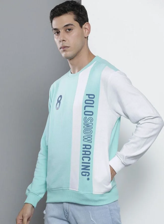The Indian Garage Co Men Regular Fit Colourblocked Crew Neck Full Sleeves Sweatshirt