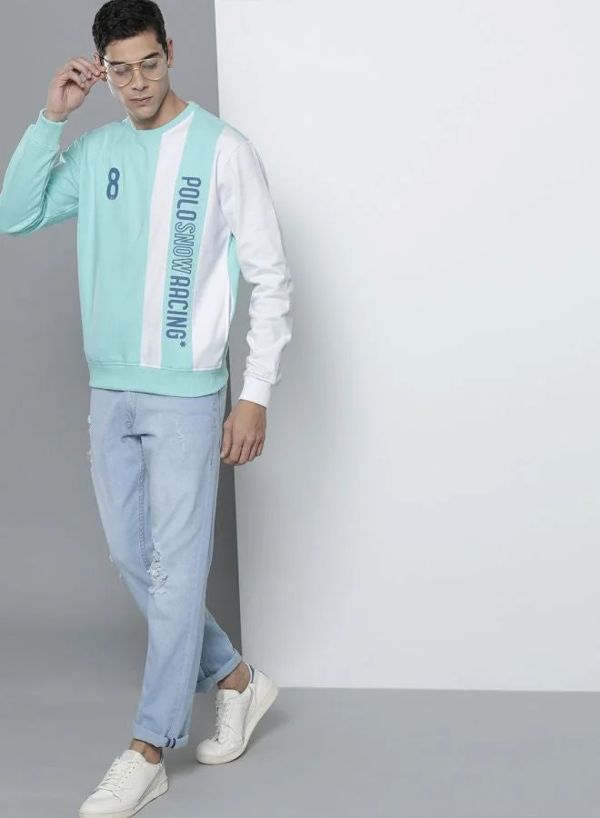 The Indian Garage Co  The Indian Garage Co Men Regular Fit Colourblocked Crew Neck Full Sleeves Sweatshirt  | Best Price UAE