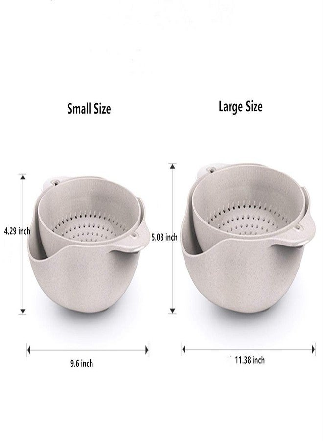 Fantasee Multifunctional Kitchen Rolling Colander, Double Layer Swivel Drainer 2 in 1 Fruit Drainer Bowl, Large Size Wheat color - Image 4