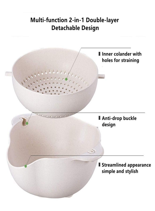 Fantasee Multifunctional Kitchen Rolling Colander, Double Layer Swivel Drainer 2 in 1 Fruit Drainer Bowl, Large Size Wheat color - Image 5