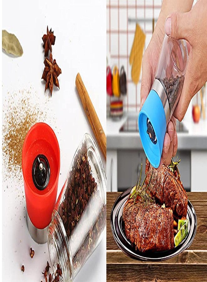 Luxula Plastic lid Cap Pot Salt Pepper Grinders refillable Set with Adjustable Coarseness Grind Spices Mixer Mill Stainless Steel shakers (Multicolor - 1PCS) - Image 4
