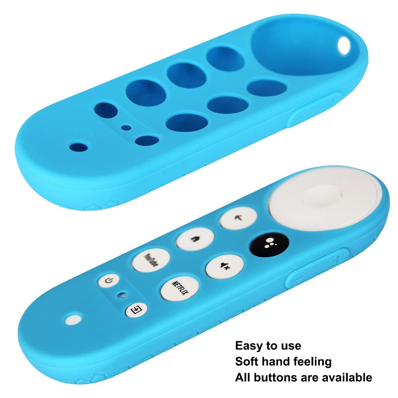 PINOWU 2pcs Remote Sleeve Compatible for Chromecast with Google TV Voice Remote, Pinowu Shockproof Silicone Cover for Google TV 2020 Voice Remote (Turquoise & Green) - Image 3