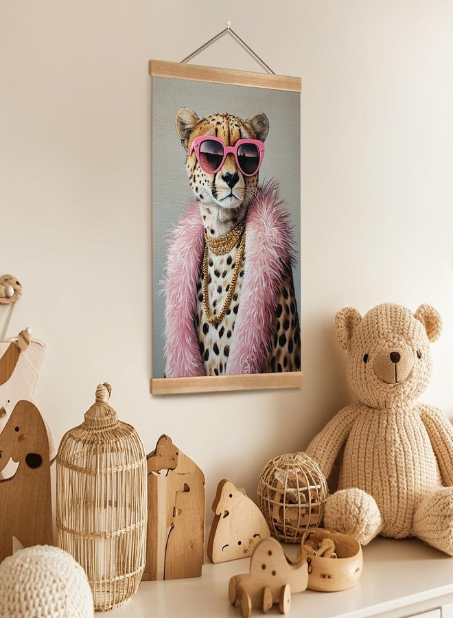 ZTGDA Cheetah Wall Art Retro Jungle Aesthetic Linen Canvas Poster with Pink Mid Century Vibes Animal Portrait Poster Vintage Inspired Eclectic Decor for Living Room Bedroom or Office(Pink Panther-4) - Image 5