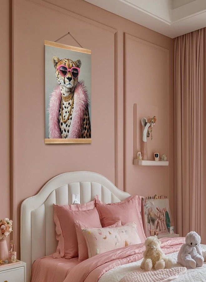ZTGDA Cheetah Wall Art Retro Jungle Aesthetic Linen Canvas Poster with Pink Mid Century Vibes Animal Portrait Poster Vintage Inspired Eclectic Decor for Living Room Bedroom or Office(Pink Panther-4) - Image 4