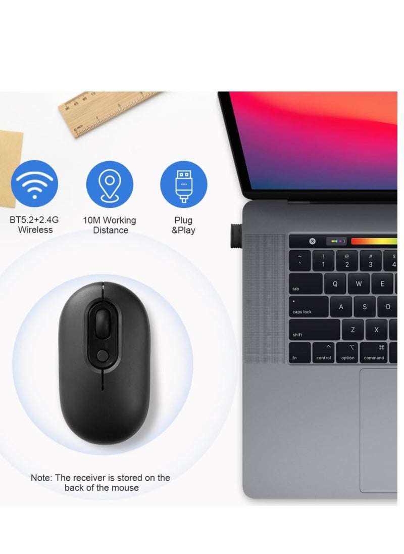 Wireless Mouse for Laptop, Rechargeable Wireless Mouse with Adapter, Two Modes (BT 5.2 + 2.4G Wireless), Ultra-Thin/Silent , Light Up Mouse with LED Lights for PC/Tablet/LaptopBlack - Image 4