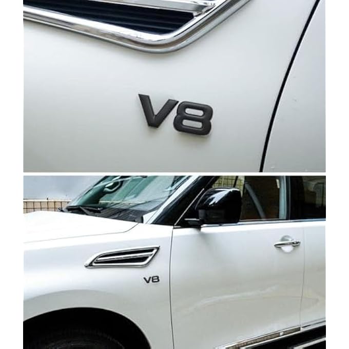 rayihni V8 Emblem V8 Badge Decal Apart Logo Sticker Compatible With Universal Cars Trucks 1 Piece Metal ChromeFor Nissan Patrol Patrol Armada Y62 Y61 Accessories Black - Image 2