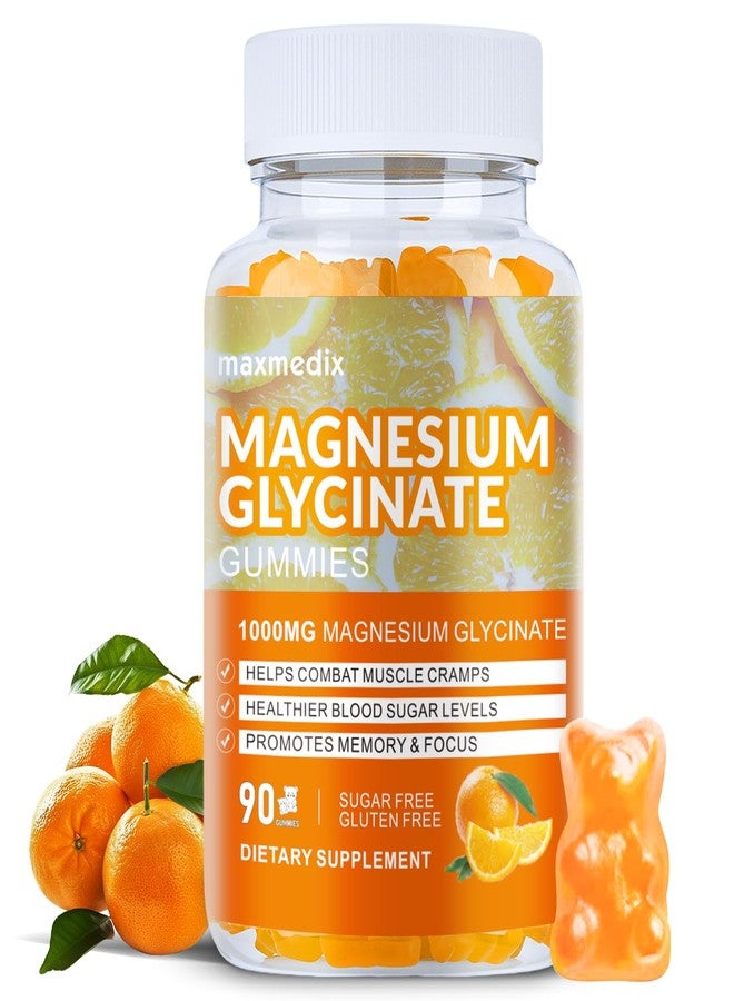 maxmedix Magnesium Glycinate Gummies 1000mg, Sugar Free Magnesium Potassium Supplements Chewable for Adults with L-Threonate for Sleep, Body Support and Relaxation,90 Orange Gummies - Image 1
