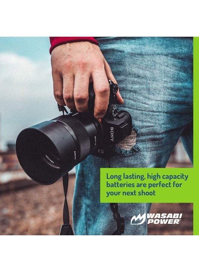 Wasabi Power - Battery for Sony NP-FW50 (Compatible with ZV-E10, Alpha a7, a7 II, a7R, a7R II, a7S, a7S II, a5000, a5100, a6000, a6300, a6500, NEX-5T, Cyber-Shot DSC-RX10 III and More) - Image 1