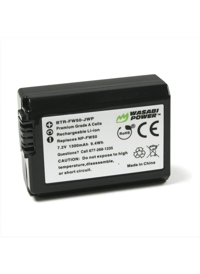 Wasabi Power - Battery for Sony NP-FW50 (Compatible with ZV-E10, Alpha a7, a7 II, a7R, a7R II, a7S, a7S II, a5000, a5100, a6000, a6300, a6500, NEX-5T, Cyber-Shot DSC-RX10 III and More) - Image 1