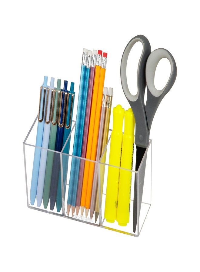 Mind Reader Pen and Accessories Holder, Desktop Organizer, Makeup Organizer, Office, Acrylic, 7"L x 2.5"W x 3.5"H, Clear - Image 4