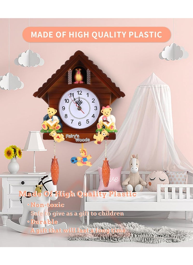 ماركة غير محددة ساعة حائط، أصوات طيور الوقواق، ساعة حائط مصنوعة يدويًا على شكل شجرة الوقواق العتيقة  - Image 2