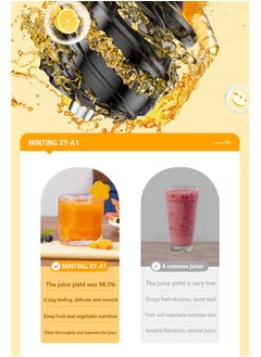 Smart Rahah Slow Masticating Juicer Extractor Easy to  Clean, High Juice Yield≥98.5%，Spiral Slow Pressure Keep the Juice Nutritious, Juice Residue Separation, Juice Extractor with Quiet Motor, Grey Color  - Image 4