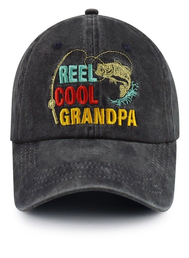 Ynbnzneng Grandpa Gifts for Men, Birthday Gifts for Papa, Funny New Grandfather Fishing Baseball Cap, Fathers Day Christmas Retirement Hat for Papa Dad Fisherman Black - Image 1