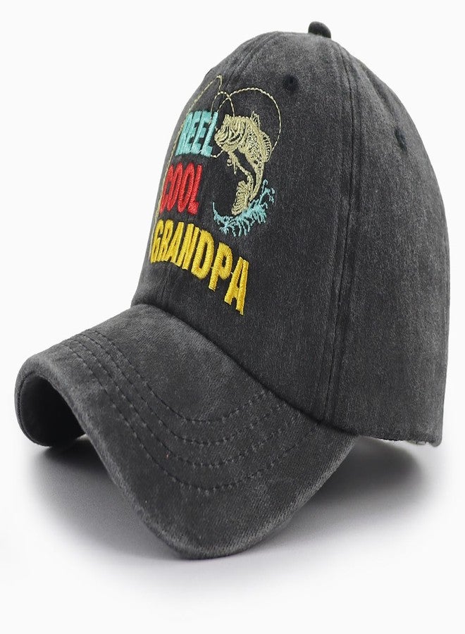 Ynbnzneng Grandpa Gifts for Men, Birthday Gifts for Papa, Funny New Grandfather Fishing Baseball Cap, Fathers Day Christmas Retirement Hat for Papa Dad Fisherman Black - Image 2