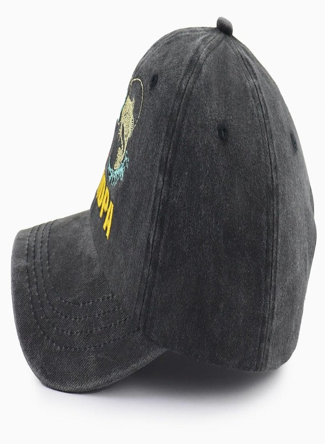 Ynbnzneng Grandpa Gifts for Men, Birthday Gifts for Papa, Funny New Grandfather Fishing Baseball Cap, Fathers Day Christmas Retirement Hat for Papa Dad Fisherman Black - Image 3