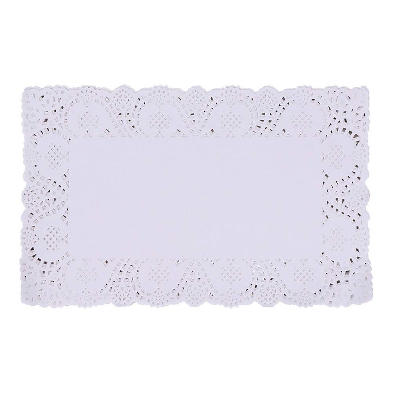 73Hours White Lace Paper Doilies - 7 inch x 12 inch Rectangle Paper Doilies - Disposable Paper Placemats - for Wedding, Birthday, Cakes, Desserts, Tableware Food Decoration, Pack of 100 - Image 1