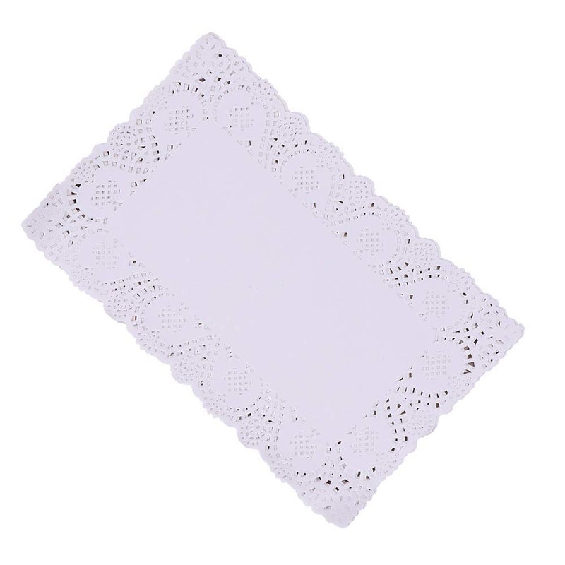 73Hours White Lace Paper Doilies - 7 inch x 12 inch Rectangle Paper Doilies - Disposable Paper Placemats - for Wedding, Birthday, Cakes, Desserts, Tableware Food Decoration, Pack of 100 - Image 2