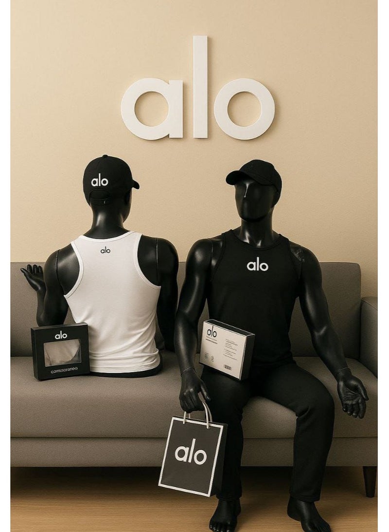 ألو طقم فانلة كت رجالي رياضية قطن فاخر – 2 قطعة أسود وأبيض، مريح للجيم والاستخدام اليومي -  مقاس اكس لارج - Image 2