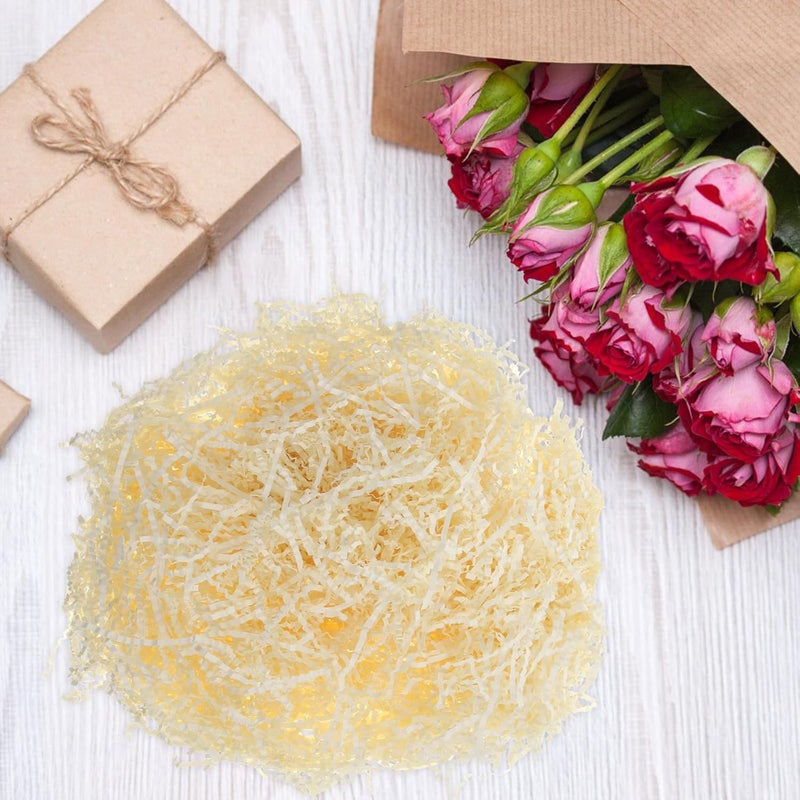BIUDECO Crinkle Cut Paper Shred Filler 5pcs, 100g Per Pack, Milk White Shredded Paper for Box Filling, Basket Stuffing, and Packaging Supplies - Image 4