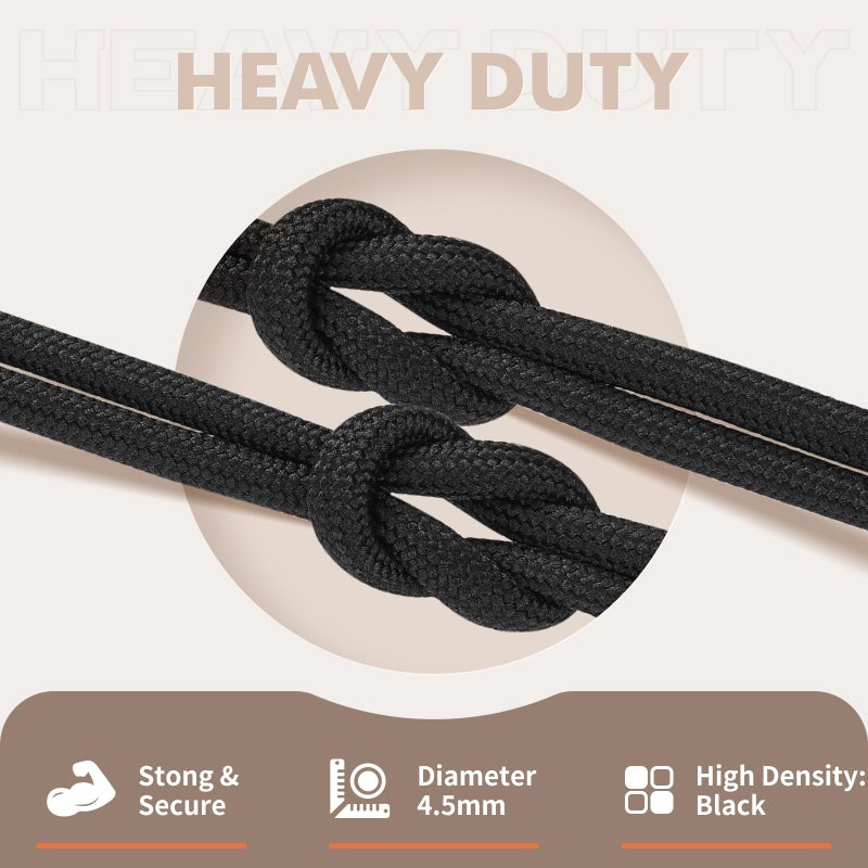 Stepace Round Shoelaces [2 Pairs] Heavy Duty Boot Shoe Laces for Hiking Work Boots Black-140(High density) - Image 2