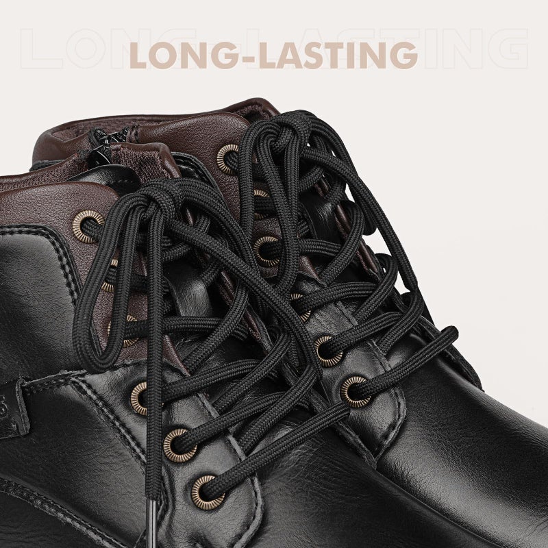 Stepace Round Shoelaces [2 Pairs] Heavy Duty Boot Shoe Laces for Hiking Work Boots Black-140(High density) - Image 3