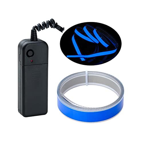 lychee®3 Ft 1M 1M Neon Glowing Strobing Electroluminescent Robbin El Tape Belt EL Wire Rope with Battery Pack for Cosplay Decoration Bruning Festival (3Ft, Blue) - Image 1